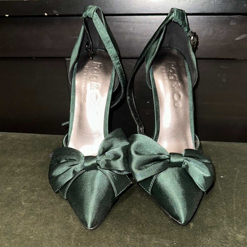 Women's Green Satin Heels